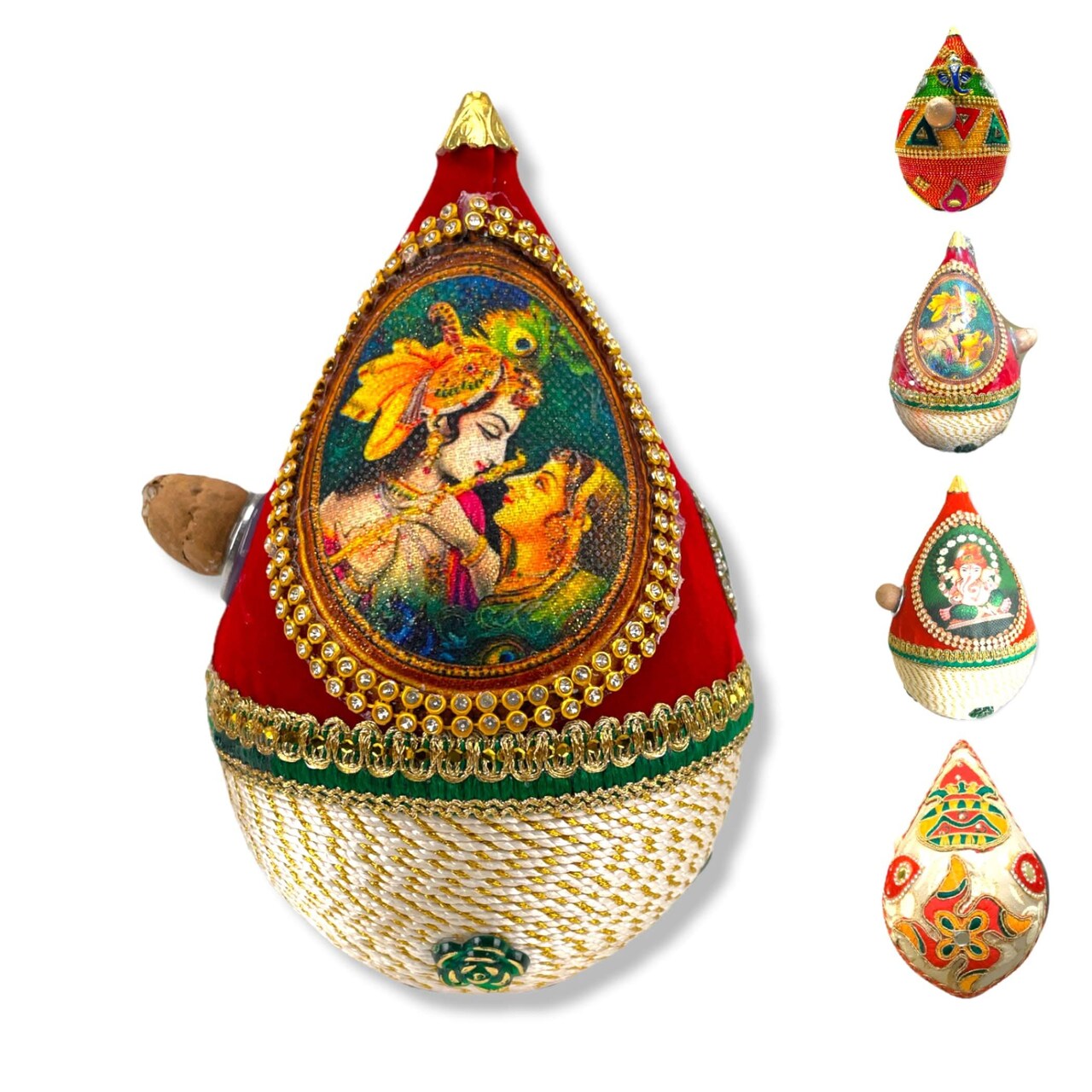 Shriphal Mangal Kalash Decorated Coconut for Wedding Shagun Decorative Nariyal Mangal Nariyal Kalash Set Wedding Pooja Nariyal Decorated Nariyal for Indian Festival Gifts